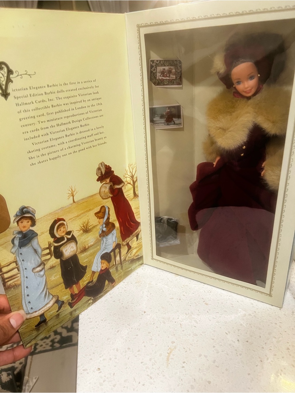 Victorian Elegance Doll in Deep Burgundy with Fur Trim - Brand: Mattel